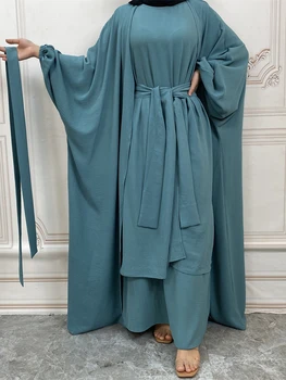 Eid Muslimske Kvinder I Abaya Kjole Bøn Tøjet 3 Delt Sæt Jilbab Abayas Lang Khimar Ramadan Kjole Nederdel Sæt Islamisk Tøj Niqab