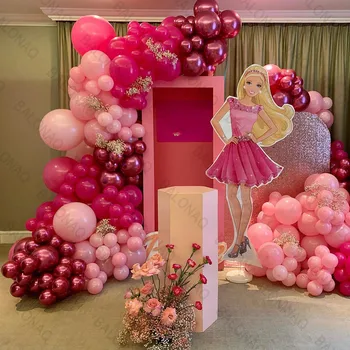 1 sæt Barbie Pink Ballon Røde Latex Balloner Til Barbie Tema Part Pige Fødselsdag, Bryllup, Baby Shower Dekorationer Børn Prinsesse