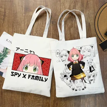 Anya Selvglad Kawaii Tegnefilm Sjove Shopping Tote Taske Harajuku Japansk Anime-Spy X-Familien Lærred Skuldertaske Kvindelige Ulzzang Øko
