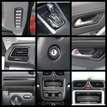 Carbon Fiber Til VW Scirocco 2009-2016 Rattet Luft Panel Gear Shift Dæksel Trim Dekoration Ramme Indvendigt Tilbehør