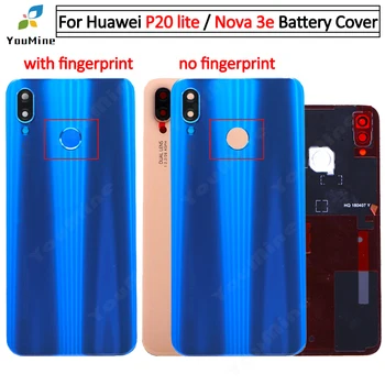 for Huawei P20 Lite Tilbage Batteriet Bageste Dæksel Døren Boliger Tilfælde Glas Panel+kamera +Fingeraftryk for huawei Nova 3e batteriet dør
