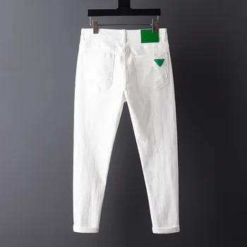 2023 Foråret Efteråret Nye Mænd er Lige Passe Rene Hvide Jeans Mode Afslappet Klassiske Elasticitet Denim Bukser Mandlige Mærke Bukser