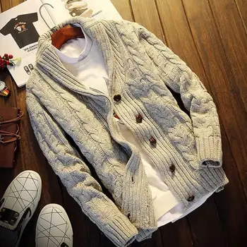 2023 Nye Mænd Revers Cardigan Sweater Mode Europæiske og Amerikanske Stil Ungdom langærmet Trøje