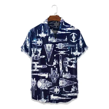 Mænds Mode Vintage Tøj Rumfart Maskinen Udskrive Casual Åndbar kortærmet Hawaii-Skjorter til mænd og kvinder top shirts