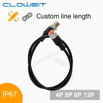 Cloweit M12 4/5/8/12P Sensor Stik Mandlige og Kvindelige To Hoved 1 Meter forlængerkabel IP65 PVC-Pins stik-i Tilpasse Kabler