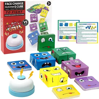 Montessori Legetøj til Børn Træ-Ansigt Skiftende Cube Udtryk Blok Puslespil Pædagogisk Legetøj brætspil til Børn