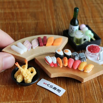 Søde Simulering 1/12 Scale Dukkehus Miniature Sushi Sashimi Kaviar Mini Japansk Mad for Barbies OB11 Dukke Køkken Toy