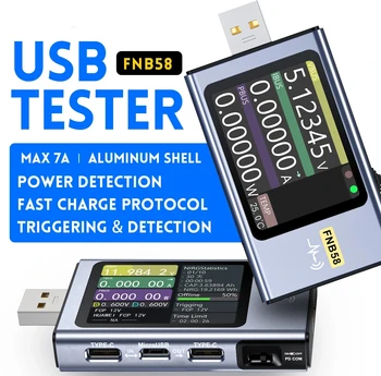 FNIRSI FNB58 USB-Tester Voltmeter Amperemeter TYPE-C Hurtig Opladning Opdagelse Udløse Kapacitet Måling Ripple Måling