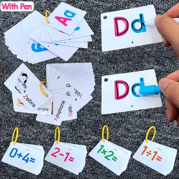 Børn Montessori Alfabet Matematik Flashcards Magiske Vand Tegning Læring Pædagogisk Legetøj Billede Huske Spil for Børn