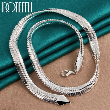 DOTEFFIL 925 Sterling Sølv med 8mm Side Chain-Slange Halskæde Til Mand, Kvinde, Bryllup, Engagement Party Smykker