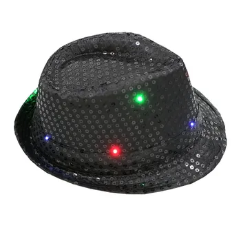 Blinker Lyser Led Farverige Paillet Cap Unisex Fancy Kjole Dans Fest Hat Mode Bucket Hat Sommeren Lysende Performance Caps