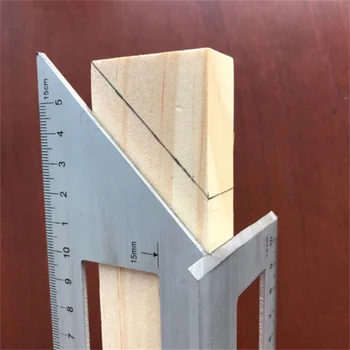Aluminium Vinkel Lineal Træbearbejdning Hersker 90 45 Graders Drej Linealen Multifunktionelle Tirangular Measuing Hersker Værktøj Til Træbearbejdning