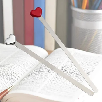 Kawaii Mode, Kærlighed Hjerte Metal Bogmærke For Studerende Bog Holder Bindemiddel Indeks Divider Læser Stationery Office Skoleartikler