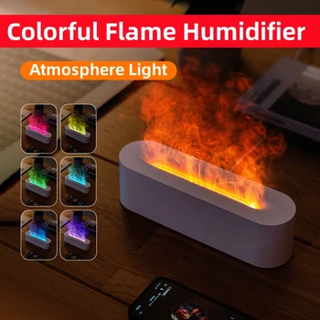 Farverige Flamme Lampe Aromaterapi Æteriske Olie Diffuser USB-Elektriske Ultralyd Kølige Tåge Aroma Luft Luftfugter med Lys 2023