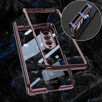 Magnetisk Hængsel Klart Hard Cover Case Til Samsung Galaxy Z-Fold 4 Luksus Plating Transparents Frame Case For Galaxy Z Fold4 Sag