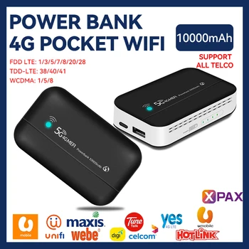 4G-LTE-Mobil Router-Type-C USB-Hotspot Portable Power Bank WIFI med 10000mAh PW100