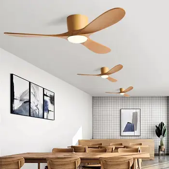 Stue, Loft Ventilator med Lampe og Remote Træ-ventilatorvinger DC-Motor Celing Fan