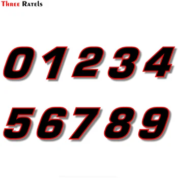 Tre ratels FTC-717# Vinyl decal sticker Sort (Rød kant) quare font løb nummer Racing Række Klistermærke Til Bil og motorcykel