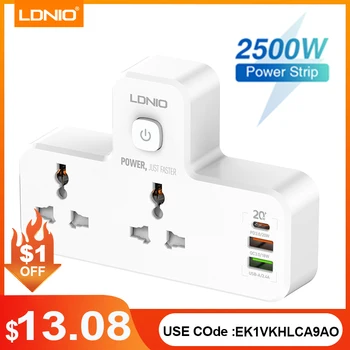 LDNIO SC2311 Universal Power Strip Multi-funktionelle Nat Lampe Udvidelse Med Smart LED-Stik Adapter 3 USB stik Stik Stik