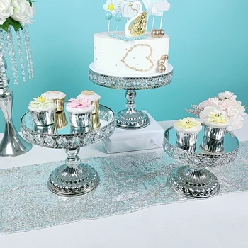 1-3stk Crystal Spejlet Bakke Kosmetiske Forfængelighed Smykker Smykke Organizer Dekorativ Skuffe Cupcake Dessert Indehaveren Skuffe Guld Sølv