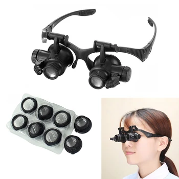 Hoved Iført Lup-Briller, Lup LED-Belysning Lup 10X/15X/20X/25X Linse Hovedbøjle Briller Smykker Urmager Reparation