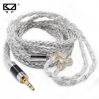 KZ Hovedtelefon Kabel-8 Core Silver Blue Hybrid 784 kerner Sølv forgyldt Opgradere Kabel Til KZ ZAX ZS10 PRO ZSN ZSX DQ6 CCA CSN TRN VX