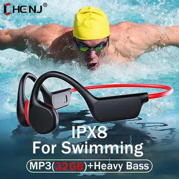 Bone Conduction Hovedtelefoner Trådløse Bluetooth-IPX8 MP3-Afspiller, Hifi Øre-krog Hovedtelefon Med Mikrofon Headset Til Svømning Vandtæt
