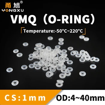 VMQ O-Ring-Tætning Pakning Tykkelse CS1mm OD4-40mm Silikone Gummi Ring Isolering, Vandtæt Skive Grønne Ikke-giftige Hvid Vvs