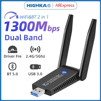 USB Wi-Fi Trådløs netværkskort Bluetooth-5.0 USB 3.0-Dongle, 5ghz WiFi5 Adapter Dual Band WiFi Kort Til Bærbare PC, Windows MaxOS