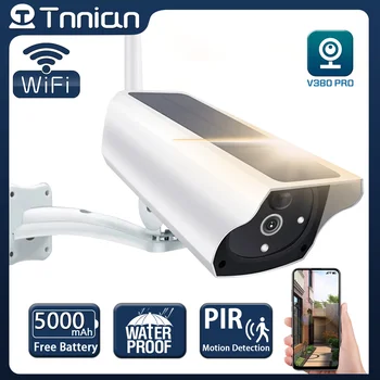 Tnnian 5MP WIFI Solar Udendørs Kamera PIR bevægelsessensor Alarm Trådløse Batteri Overvågning CCTV 20M nightvision V380