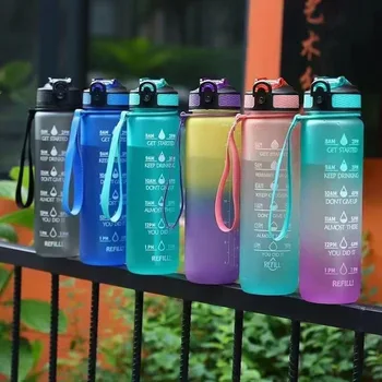 1L Plastik vandflaske med Halm Botella De Agua Motivacional Græskar med Tiden Markør for Piger Sport Fitness Kawaii Store Chaleira