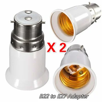 2 Stk Pære Bajonet-Adapter B22 At Edison Skrue E27 Lampe Converter Indehaveren Lys Adapter Fatning Belysning Dele