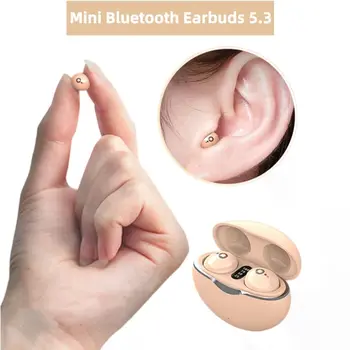 Mini Usynlige Bluetooth-Hovedtelefoner 5.3 Ægte Trådløse In-Ear Hovedtelefoner til Gaming HIFI Stereo støjreduktion Øretelefoner til din Smartphone