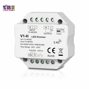 V1-T 12-48VDC 24V, 36V 96W/192W/144W/192W Enkelt Farve LED Lysdæmper Skridt-mindre dæmpning /Tryk Dim Controller Til LED strip Light