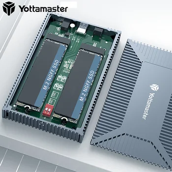 Yottamaster SO4-RC3 2 Bay-M. 2 NGFF 4 tb SATA SSD Mobile Harddisk Kabinet USB3.1 GEN2 Type-C 10Gbps til Windows, Mac OS, Linux