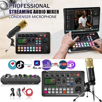 Professionelle DJ-Audio Interface, Mixer, Bærbare ALT-I-EN Podcast Produktion Studio med XLR Mikrofon til Live Streaming
