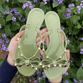 Hot 2022 Mode Kvinde Klip-Klappere Sommer Sko Cool Beach Nitter stor bue flade sandaler Mærke jelly sko, sandaler piger størrelse 36-41