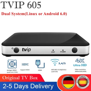 Hot nye Set-top Boks TVIP 605 Android og Linux dual OS Android TV Box Amlogic S905X Quad-core support H. 265 1920x1080 Smart TV Boks