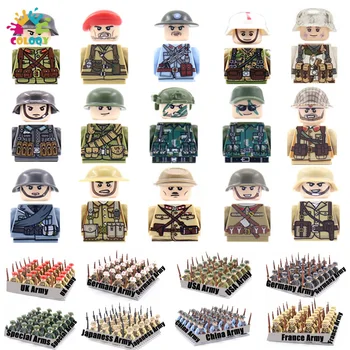 Kids Legetøj WW2 Militære Tal byggesten Nation Hær Soldater Samle Mursten Pædagogisk Legetøj Til Drenge Julegaver