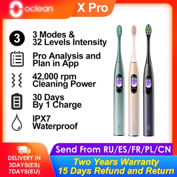 Oclean X Pro Globale Version Sonic Elektrisk Tandbørste Voksen IPX7 2-i-1 Tandbørste Hurtig Opladning Farve Touch Screen Holder Oplader