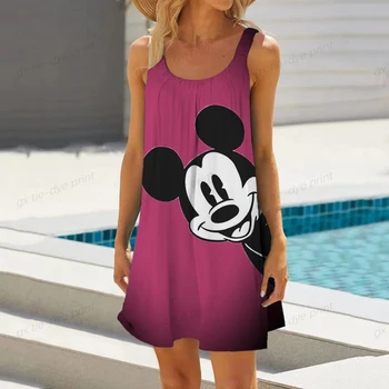 Boheme Disney Mickey/Minnie Mouse Kvinders 2023 Elegant Women ' s Dress Rem Stranden Nederdel Løs Sexet Top Strand Kjole