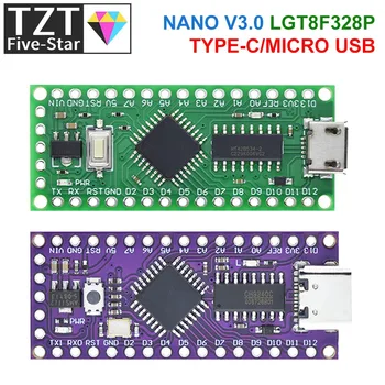 LGT8F328P-LQFP32 MiniEVB TYPE-C MIKRO-USB-Kompatibel Med ATMEGA328 Nano V3.0 LGT8F328P CH9340C / HT42B534-1 SOP16 Til Arduino