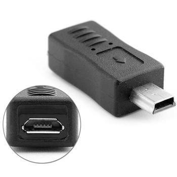 Micro USB hun til Mini-USB-Mand Adapter Oplader Adapter Omformer Sort