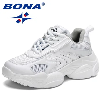 BONA 2023 Nye Designere Trendy Sneakers Platform Afslappet snøre Vulkaniseret Sko Kvinder Walking Sko Damer Mujer Zapatillas