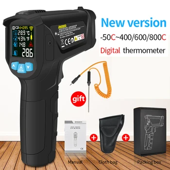Digital Infrarød Laser Termometer Temperatur Måleren Ikke-kontakt 800 Grad Eller 1472Fahrenheit Pyrometer IR Termometro Farve LCD