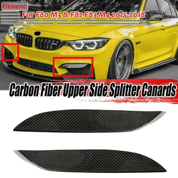 Bil Ægte Carbon Fiber Forreste Kofanger Side Splitter Canards Læbe Spoiler For-BMW F80 M3 F82 F83 M4 2015-2018