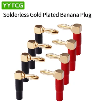 YYTCG 8stk Ret Vinkel på 90 Grader, 4mm Banan Plug Skrue Type L for Bindende Indlæg Forstærkere Video Højttaler Adapter Stik