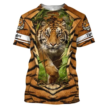 3D Tiger Print T-Shirt Til Mænd Boutique Dyr Grafiske T-Shirts Sommeren Tendens Harajuku Overdimensionerede Korte Ærmer Afslappet O-neck Tops
