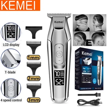 Kemei Professionelle Hair Clipper for mænd elektrisk shaver LED display Frisør-trimmer Oprindelige hår trimmer Udskæring Clippers Razor