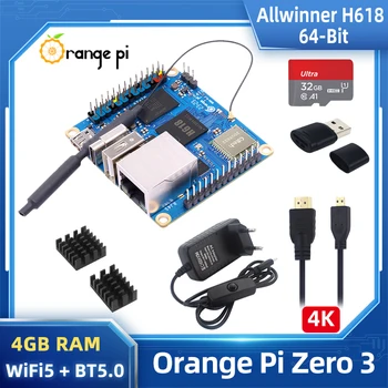 Orange Pi Nul 3 4G RAM Allwinner H618 Quad-Core Cortex-A53 64-bit Dual Band WiFi5+BT 5.0 Gigabit LAN Android Debian, Ubuntu OS
